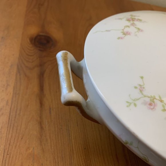 Theodore Haviland Limoges France Covered Oval Serving Dish Pink Flowers - Picture 4 of 8